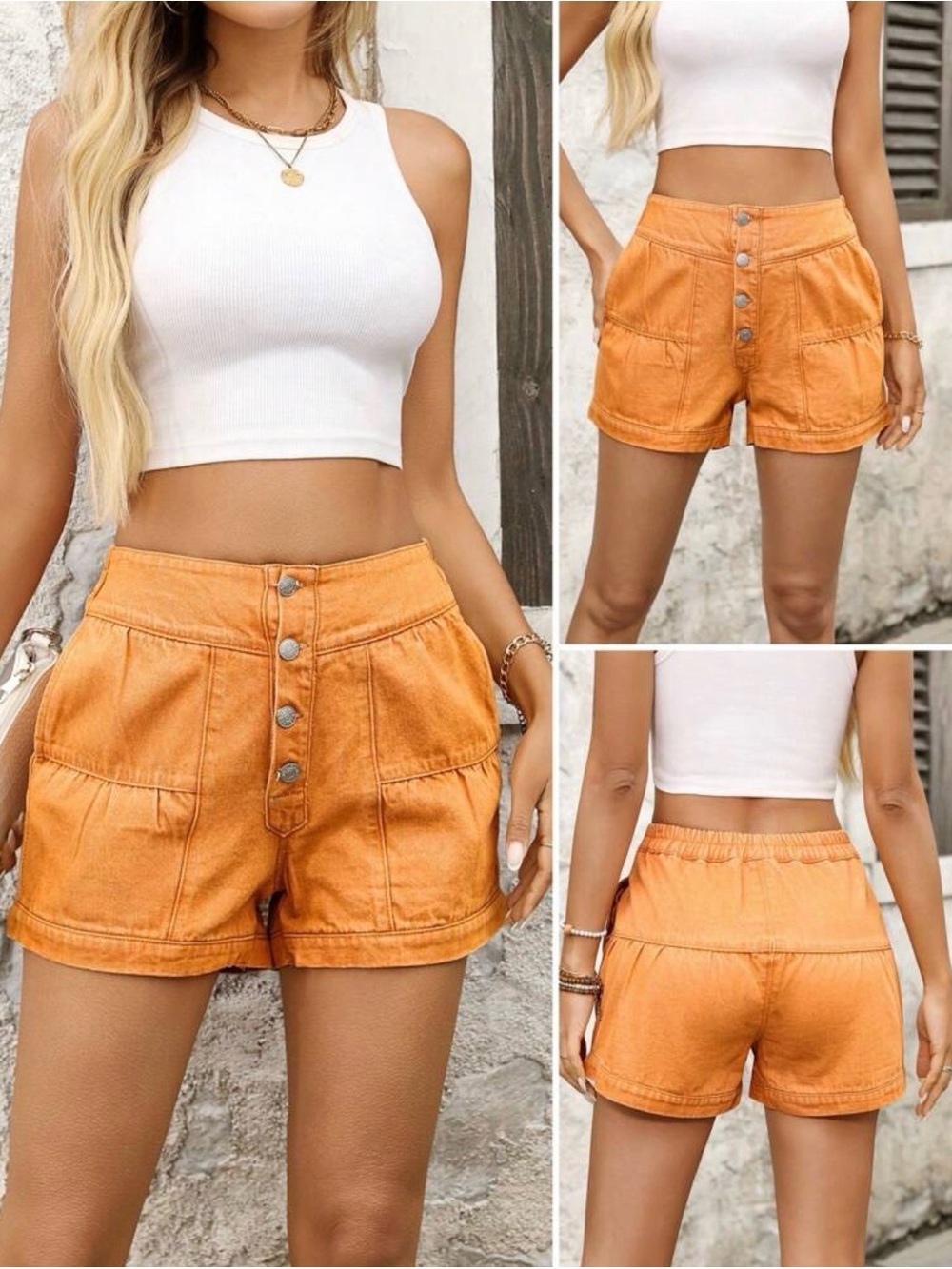 High Waist Stretch Shorts | Size 30 (8)